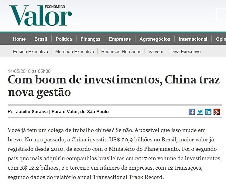 Com boom de investimentos, China traz nova gesto